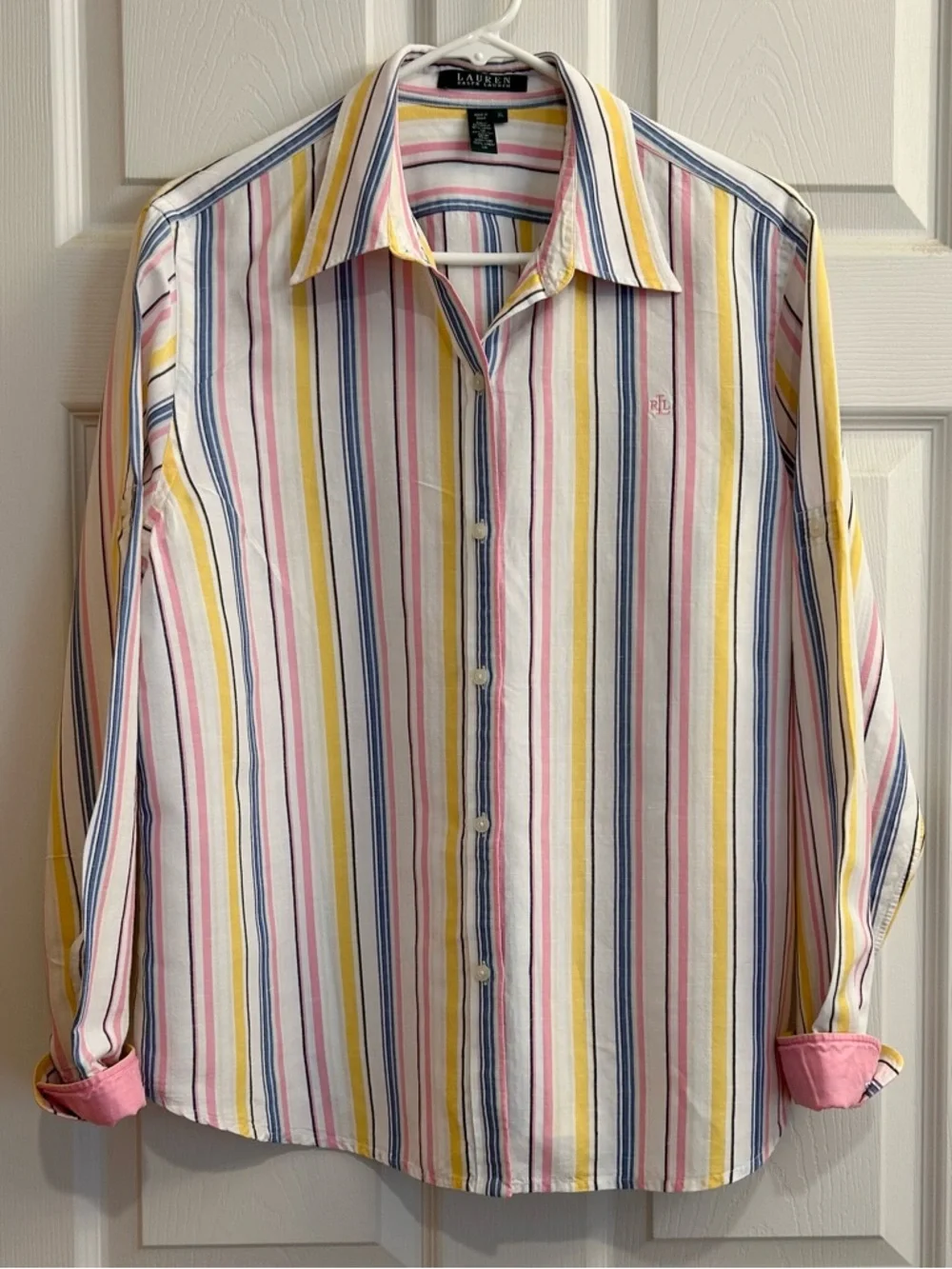 VTG Lauren Ralph Lauren Linen/cotton Blouse XL - Picture 1 of 11
